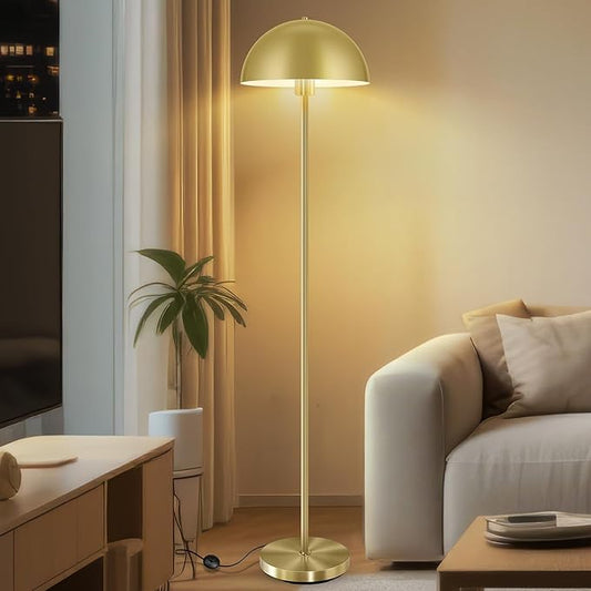 Modern Floor Lamps for Living Room, Gold Metal Mushroom Lamp, 66" Tall Corner Lamp, Footswitch, Bright Industrial Standing Lamps for Bedroom Nursery, Mid Century Modern Home Decor(E26 Base, NO BULB)