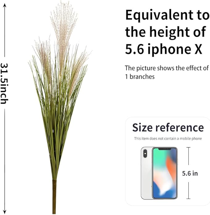 Melorca&Guilla Artificial Plants 6PCS 31.5“ Fake Tall Grass,Faux Plant,Tall Onion Faux Grass Plants,Artificial Greenery Shrubs Bushes for Garden Porch Window Box Shop Office Home Décor