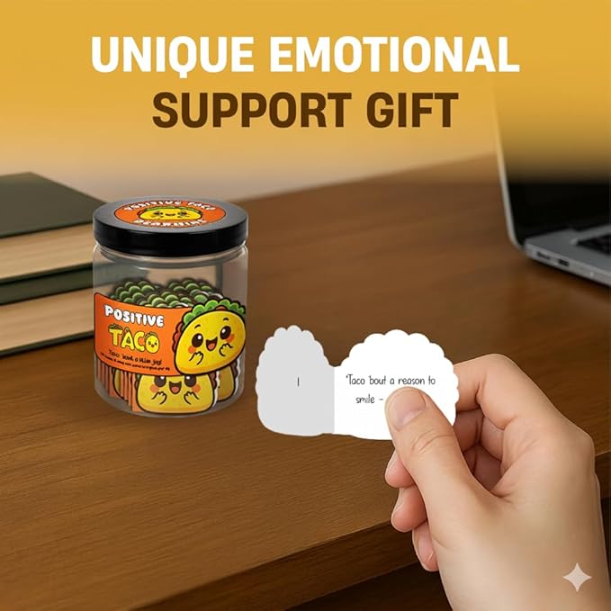 Positive Taco Jar – 60 Affirmation Cards Emotional Support Taco Gift, Taco Gifts for Taco Lovers, Birthday Gifts for Women