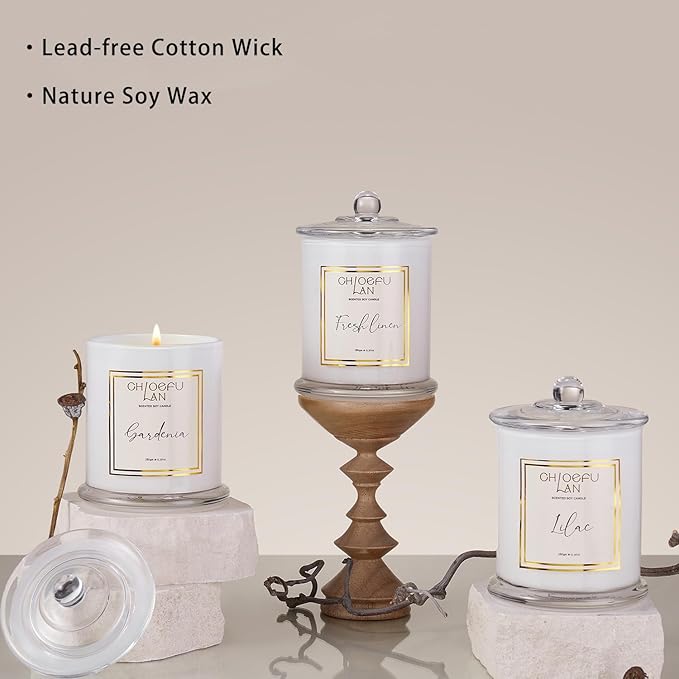 Chloefu LAN Jasmine Candle, Mothers Day Gifts Candles for Women, Scented Candles for Home Decor, Luxury White Natural Soy Candle, Wedding, Bachelorette & Bridal Shower Gift for Bride, 70 Hours 10 oz