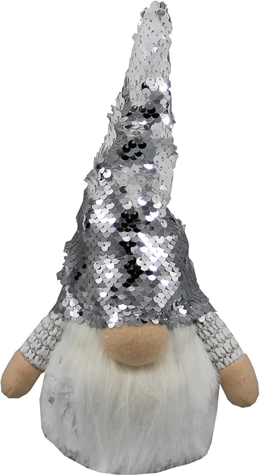 Admired By Nature, Nordic Nisse Gnome, ABN5D009R-WHT 7-inch, Christmas Gnome Plush Tomte Gnome Swedish, Scandinavian Style Décor, LED Light Home Décor, White, X Small