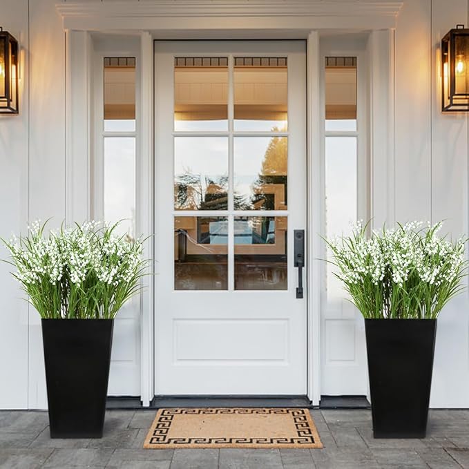 Melorca&Guilla Artificial Plants 6PCS 21.5“ Fake Tall Onion Grass,Faux Grass Plant,Artificial Greenery Shrubs Bushes for Garden Porch Window Box Shop Office Home Décor