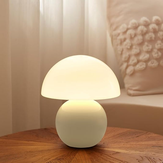 Mushroom Lamp Table Lamp for Bedroom,Desk Bedside Small Lamps for Living Room Night Stands,Mushroom Decor Cute Mini Modern Mid Century Lamps,Unique Aesthetic Home Living Room Decor (Cream)