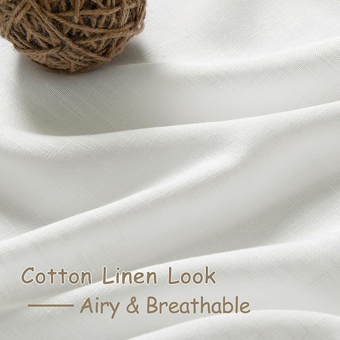 Nanspring Off White Linen Curtains 84 Inch Length 2 Panels Set for Living Room Back Tab Light Filtering Semi Sheer Curtain for Bedroom Farmhouse Drapes, 40x84 Inch, 2 Panels