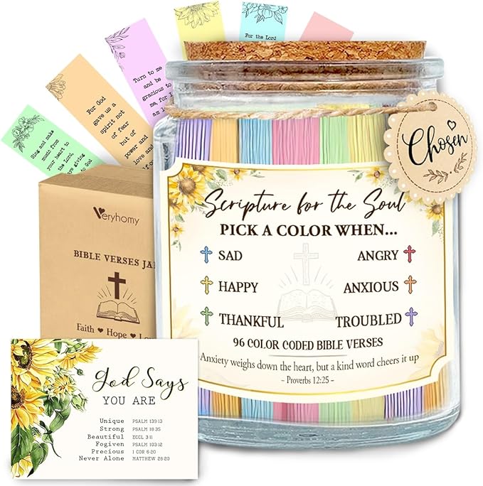 Inspirational Bible Verse Jar - Christian Christmas Gifts For Women, Men, Read Me When Prayer Jar, Religious Gifts for Mom, Sister, Family, Friends, Jesus Gift Ideas for Christmas, Birthday