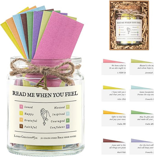 Bible Verse Jar for Christmas Gifts, Initial A Read Me When Prayer, Emotion and Feelings Scripture, Mood-booster Jar Christian Gifts for Women, Scriptural Study Supplies Men Art Work for Family