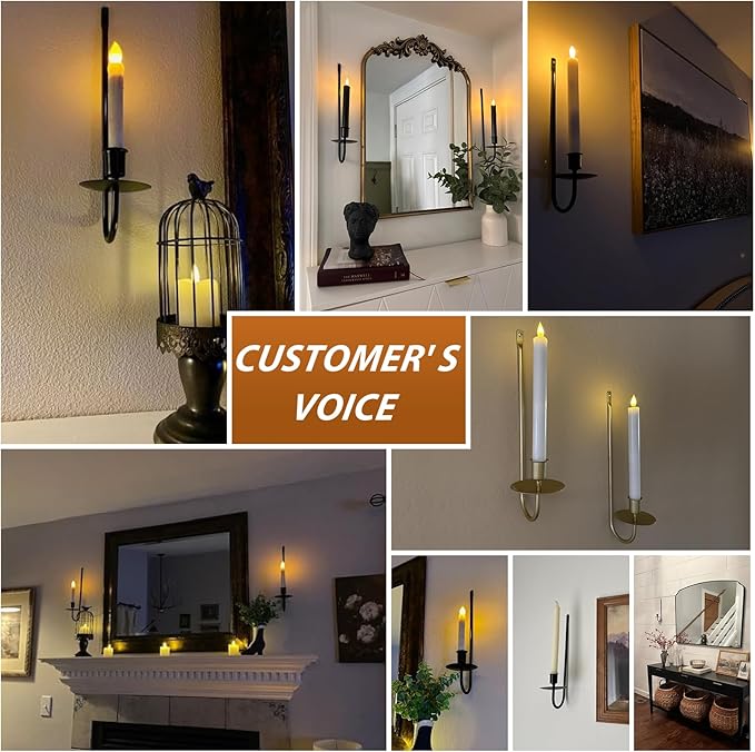 Gold Candle Sconces Set of 2, 13.2 Inch Taper & Pillar Wall Candle Holder, Wall Candle Sconces Set of Two, Decor for Entryway, Fireplace, Living Room, Gifts for Women Men