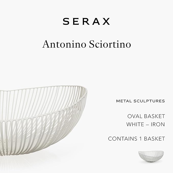 Serax Home Decor Fruit Bowl | Metal sculptures interior accessories by Antonino Sciortino | Oval Iron Kitchen Basket | Modern House Decor or Kitchen Storage for Counter and Table
