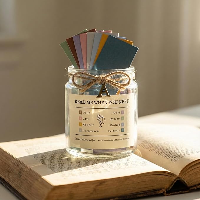 Bible Verse Jar for Christmas Gifts, Initial U Read Me When Prayer, Emotion and Feelings Scripture, Brightness Jar Christian Gifts for Women, Scriptural Study Supplies Men Art Work for Family