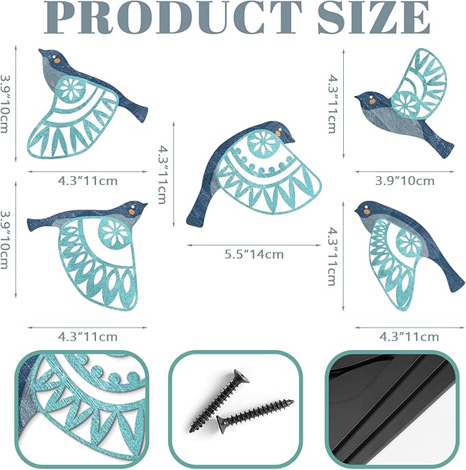 Metal Bird Wall Art for Bathroom - Farmhouse Rustic Flying Birds Wall Decor Arts - Folk Scandinavian Great Gift Home Decor for Indoor Outdoor Yard