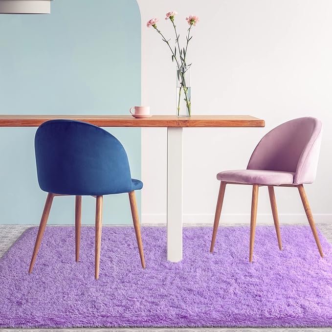 Merelax Soft Modern Indoor Shaggy Area Rug for Bedroom Livingroom Dorm Kids Room Home Decorative, Non-Slip Plush Fluffy Furry Fur Rugs Comfy Nursery Accent Floor Carpet 3x5 Feet, Purple