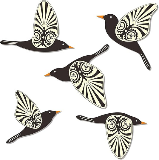 KOYILTD 5 Piece Bird Wood Wall Sculptures Wooden Wall Art Decor Scandinavian Home Decorations Flying Bird Wall Decor Farmhouse Wall Art for Home Living Room Bathroom Dining Room (Rustic)