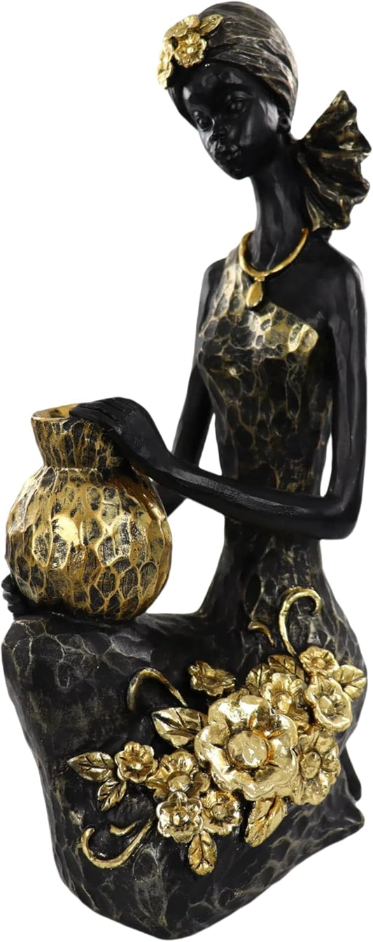 African Lady Statue with African Tribal Totem for Wedding, Church, Festival Decoration - African Decorative Female Statue for Home and Display case Decoration