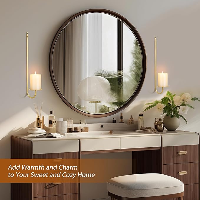 Gold Candle Sconces Set of 4, Taper & Pillar Wall Candle Holder, Gold Wall Decor, for Entryway, Fireplace, Stair Corner