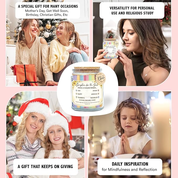 Inspirational Bible Verse Jar - Christian Christmas Gifts For Women, Men, Read Me When Prayer Jar, Religious Gifts for Mom, Sister, Family, Friends, Jesus Gift Ideas for Christmas, Birthday