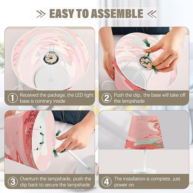 ALAZA Mermaid Coral Reef Decor Bedside Table Lamp with USB Port 3 Color Temperatures LED Desk Lamp for Bedroom Office M