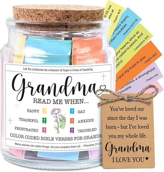 NewEleven Grandma Christmas Gifts - Christian Gift, Grandma Birthday Gifts From Granddaughter, Grandson, Kids - Daily Encouragement, Inspirational Present - Bible Verse Jar