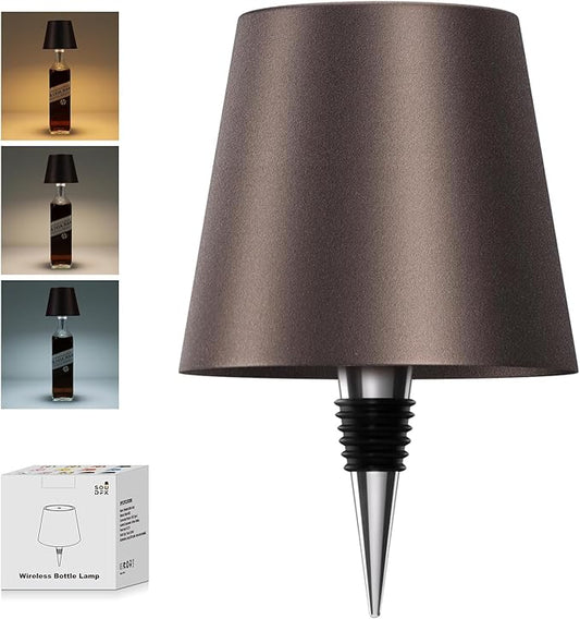 Wireless Bottle Lamp, 2026 New 3 Color Rechargeable Led Wine Bottle Lights for Bars Restaurants (Brown, 1PC)