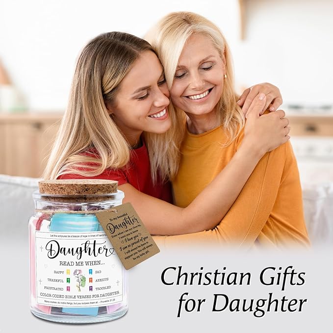 NewEleven Christmas Gifts for Daughter - Inspirational, Birthday Gifts For Daughter, Teen Girl, Adult Daughters - Daughters Birthday Gift Ideas From Mom, Dad - Bible Verse Jar