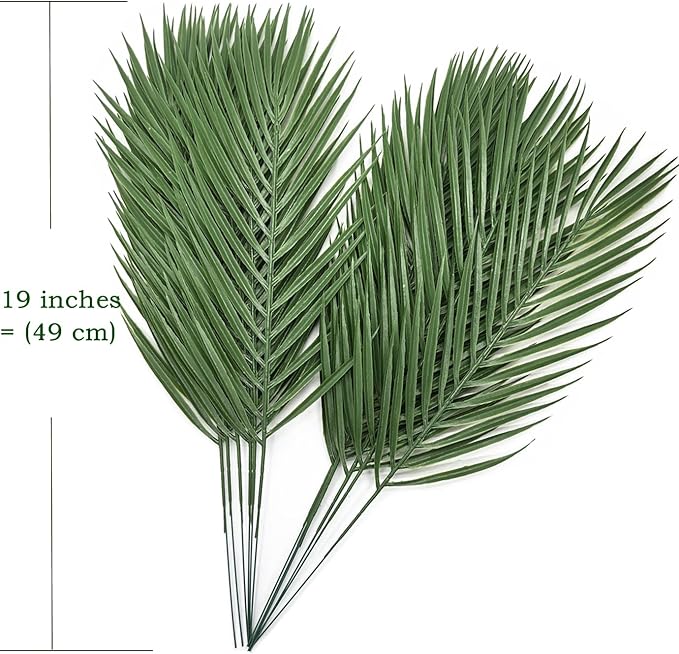 Artificial Tropical Palm Leaves Stems 12 Pcs, Fake Monstera Plants Areca Leaf Plants Faux Greenery Bushes Realistic Farmhouse Plant for Home Kitchen Garden Bathroom Decor Outdoor Indoor Decoration