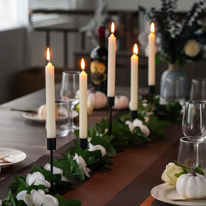 Smtyle Original Design Black Candle Holders for Candle Sticks, Set of 5 Metal Taper Candle Holders Heavyweight Rustic Centerpieces for Tables, Dining, Fireplace, and Mantel Decor