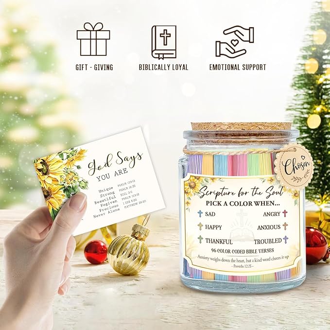 Inspirational Bible Verse Jar - Christian Christmas Gifts For Women, Men, Read Me When Prayer Jar, Religious Gifts for Mom, Sister, Family, Friends, Jesus Gift Ideas for Christmas, Birthday