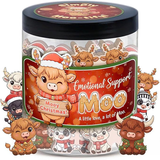 Positive Cow Jar, 60 Affirmation Cards, Emotional Support Moo Cow Gift, Highland Cow Christmas Decorations, Highland Cow Gifts, Highland Cow Stuff, Funny Gifts For Women, Teens, Friends