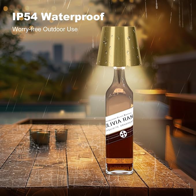 Wireless Bottle Lamp, 2026 New 3 Color Rechargeable Led Wine Bottle Lights for Bars Restaurants (Electroplated Gold Color, 1PC)