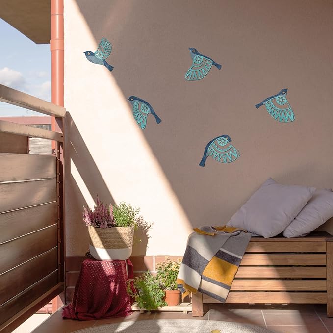 Metal Bird Wall Art for Bathroom - Farmhouse Rustic Flying Birds Wall Decor Arts - Folk Scandinavian Great Gift Home Decor for Indoor Outdoor Yard