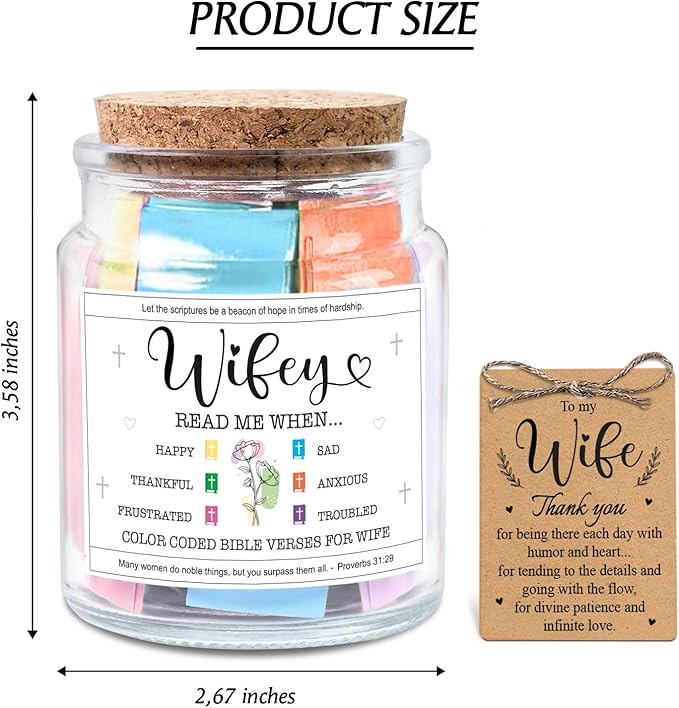 NewEleven Christmas Gifts For Wife - Anny Gifts, Wife Christmas Gift Ideas - Inspirational Gift, Christian Present For Wifes From Husband - Bible Verse Jar