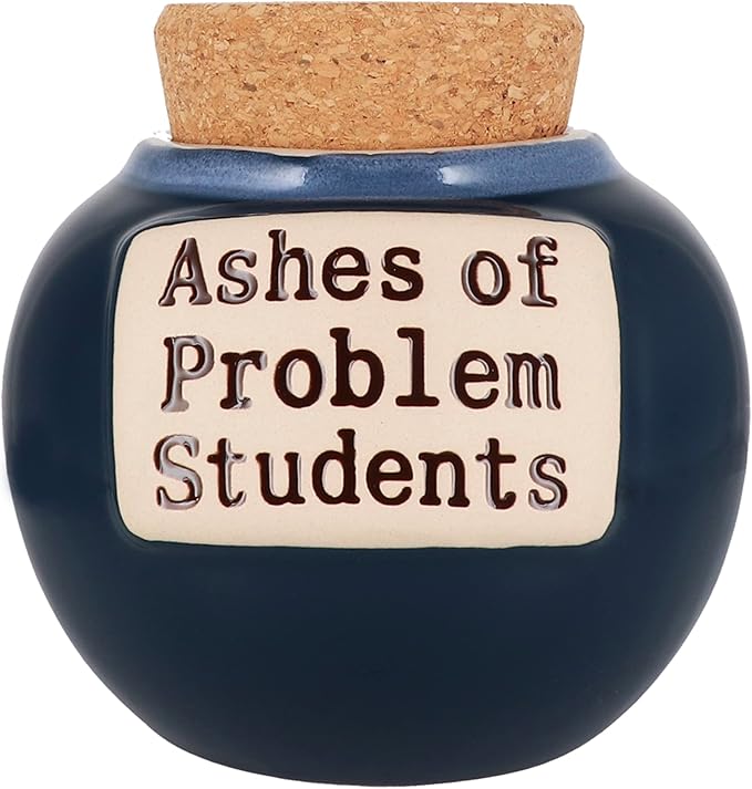 Cottage Creek Blue Ashes of Problem Students Ceramic Decorative Jar with Lid, Gifts for Women, Men - Home Decor, Candy Dish, Savings Box, Desk Decor for Teacher Appreciation