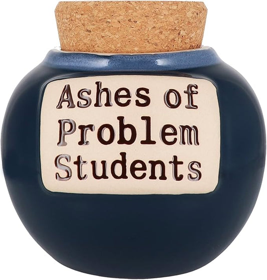 Cottage Creek Blue Ashes of Problem Students Ceramic Decorative Jar with Lid, Gifts for Women, Men - Home Decor, Candy Dish, Savings Box, Desk Decor for Teacher Appreciation