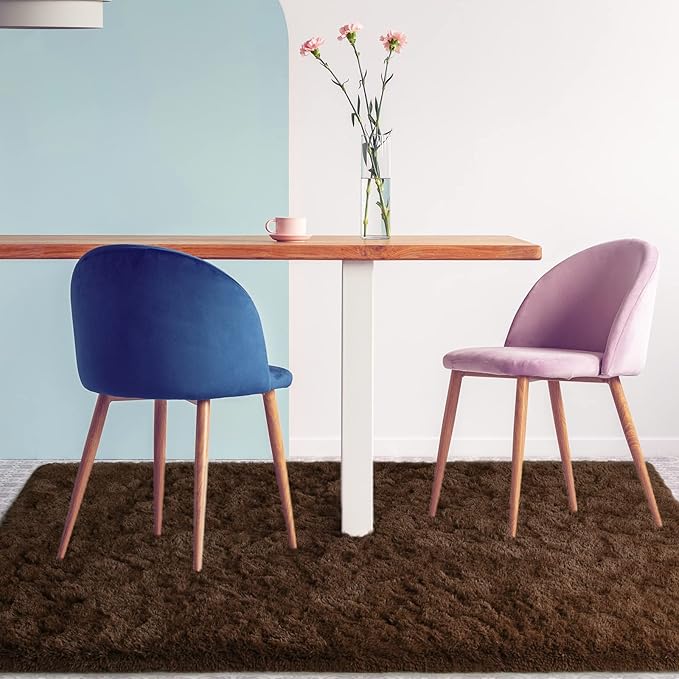 Merelax Modern Soft Fluffy Large Shaggy Rug for Bedroom Livingroom Dorm Kids Room Indoor Home Decorative, Non-Slip Plush Furry Fur Area Rugs Comfy Nursery Accent Floor Carpet 4'x6' Brown