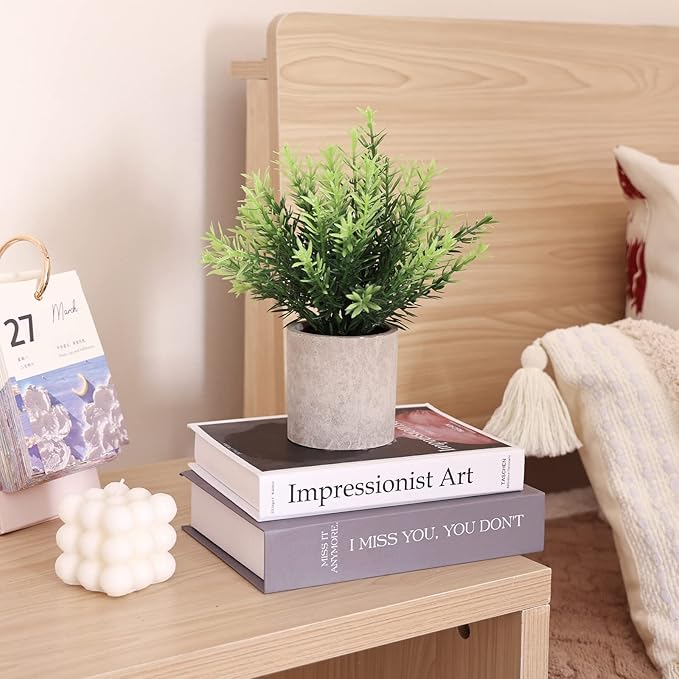 CEWOR 4 Pack Small Fake Plants Eucalyptus Rosemary Succulents Plants Artificial in Pots for Shelf Artificial Greenery Eucalyptus Plant Indoor for Home Bedroom Living Room Decoration