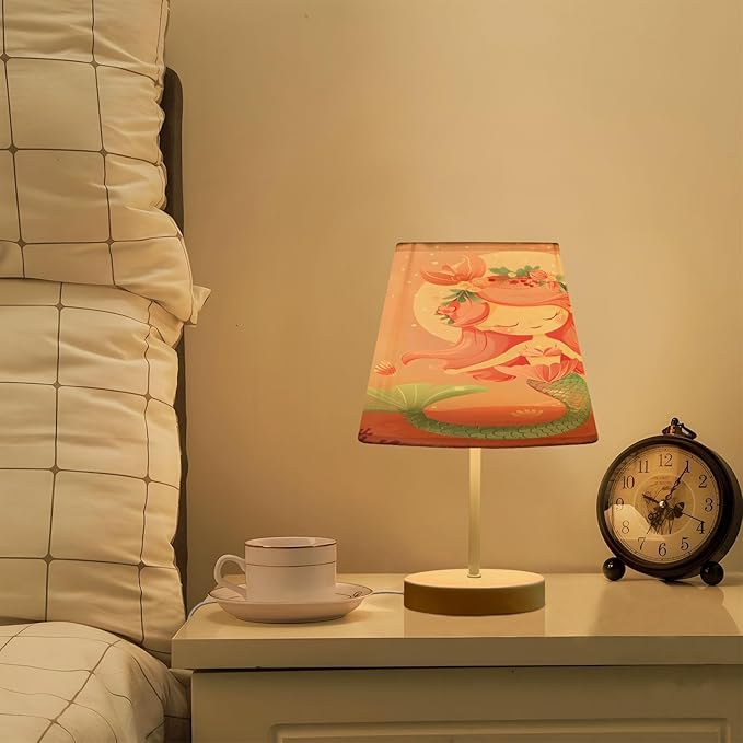 ALAZA Mermaid Coral Reef Decor Bedside Table Lamp with USB Port 3 Color Temperatures LED Desk Lamp for Bedroom Office M