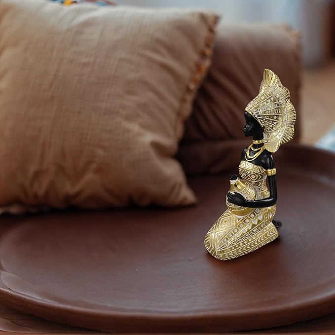 African Lady Statue with African Tribal Totem for Wedding, Church, Festival Decoration - African Decorative Female Statue for Home and Display case Decoration