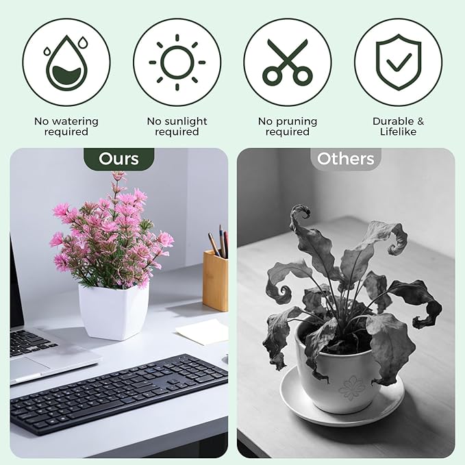 6 Pack Fake Plants Mini Artificial Greenery Potted Plants for Home Decor Indoor Office Table Room Farmhouse Bathroom Decor (Mixed Color)