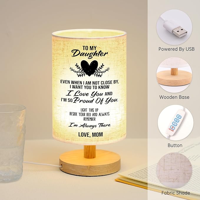WSYEAR Birthday Daughter Gifts from Mom-Gifts for Daughter from Mom, Table Lamp to My Daughter Gifts for Birthday Anniversary Wedding Gifts Ideas