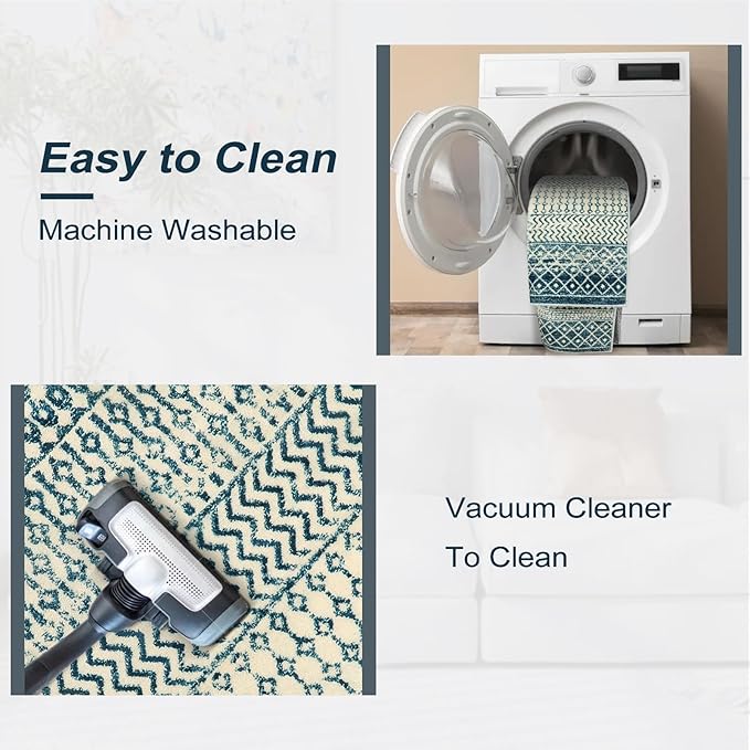 Moroccan Runner Rug 2'6''x8', Non Slip Hallway Runner Rugs for Kitchen Floor, Soft Low-Pile Entry Way Rugs Indoor Floor Carpet for Bedroom Bathroom Laundry Room