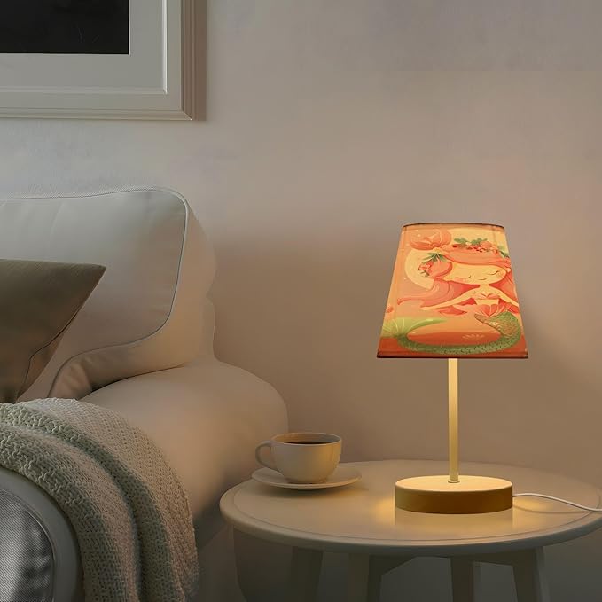 ALAZA Mermaid Coral Reef Decor Bedside Table Lamp with USB Port 3 Color Temperatures LED Desk Lamp for Bedroom Office M