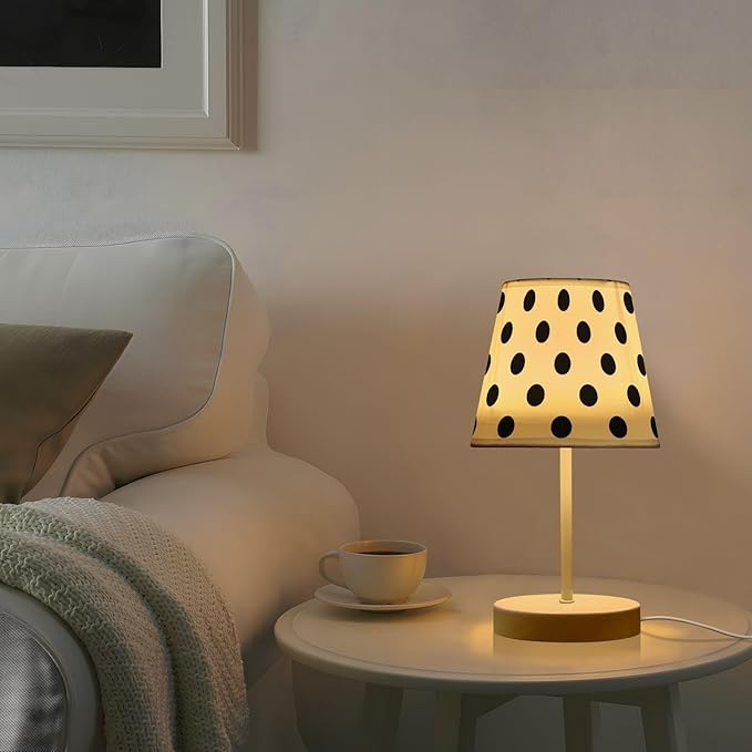 ALAZA Polka Dot Black on White Decor Bedside Table Lamp with USB Port 3 Color Temperatures LED Desk Lamp for Bedroom Office S