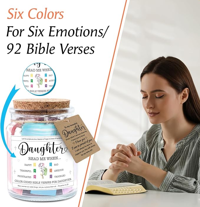 NewEleven Christmas Gifts for Daughter - Inspirational, Birthday Gifts For Daughter, Teen Girl, Adult Daughters - Daughters Birthday Gift Ideas From Mom, Dad - Bible Verse Jar