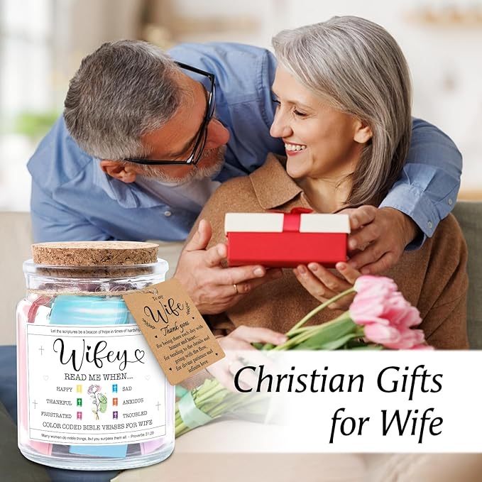 NewEleven Christmas Gifts For Wife - Anny Gifts, Wife Christmas Gift Ideas - Inspirational Gift, Christian Present For Wifes From Husband - Bible Verse Jar