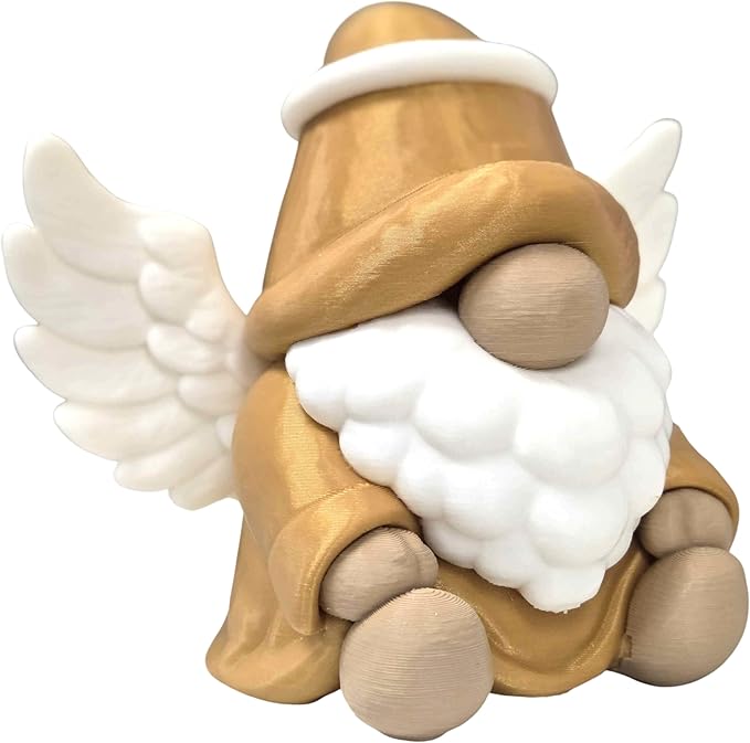 Christmas Angel Gnome Figurine – Holiday Shelf Sitter Gnome with Wings – Scandinavian-Style Xmas Decoration, Festive Mantel Accent – 3D Printed in Canada