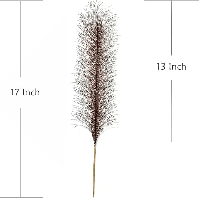 Faux Pampas Grass Artificial Fluffy Flowers Brown - 17 Inch 30 Stems, Vase Filler Plant Wedding Home Decor Fake Pampas Grass Stem Floral Plants for Wedding Party Christmas DIY Boho Decorations Coffee