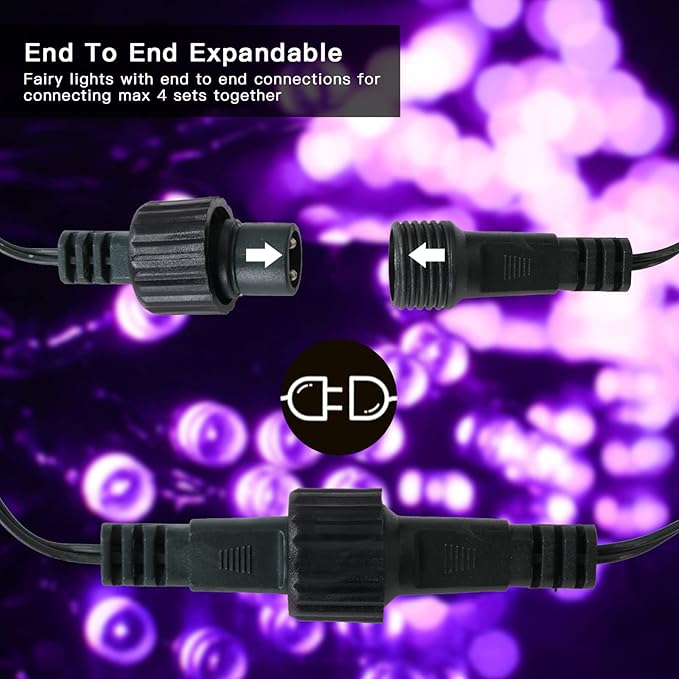 LetsFunny Purple String Lights, 300 LED Christmas Lights Outdoor with 8 Modes, 108FT - UL Certified Outdoor & Indoor Christmas Decorations Fairy Lights for Tree, Garden, Party, Wedding, Halloween