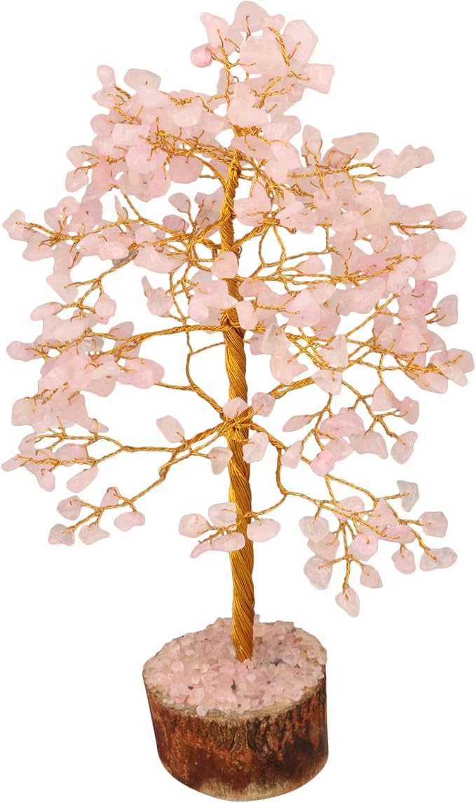 "Rose quartz Healing Crystal Tree Bonsai, Desk Decor for Women Pink Room & Office Decor Spiritual Gift Meditation Crystals for Home room decor cute house warming gifts for women Mom Birthday - 10"""