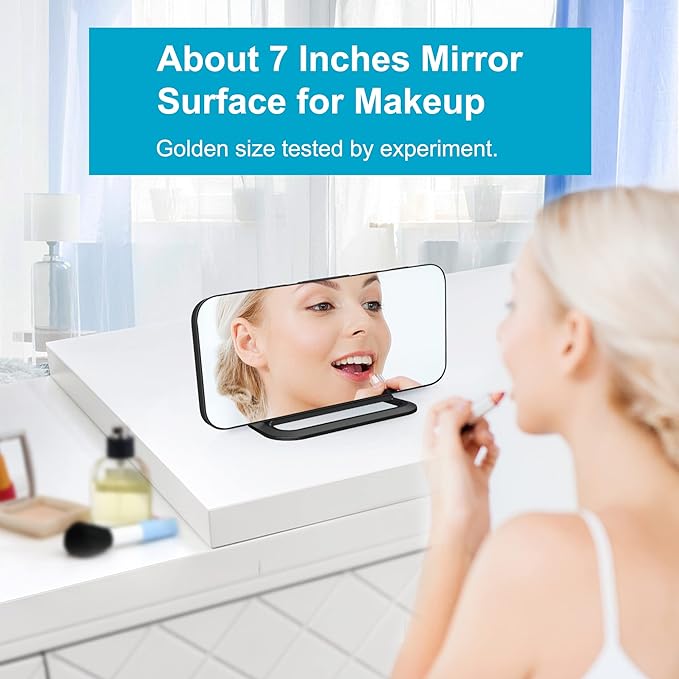 Slim LED Digital Alarm Clock, Mirror Surface for Makeup, with Diming, Large Display, Easy Setting, USB Ports, Modern Decor for Bedroom, Desk, Idea Holiday Gift for Women, Sister, College Girl, Black