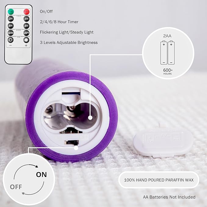 Pillar Advent Candles Set of 5, Battery Operated Advent Candle Set with Remote and Timer, 2x7 Pink and Purple Pillar Candle Set, Flameless Advent Candles for Advent Wreath Pillar Candle Holder