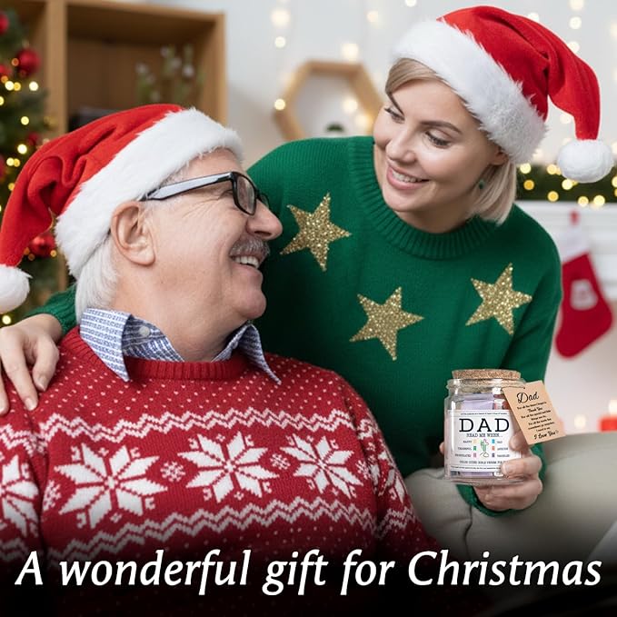 NewEleven Dad Gift, Christmas Gifts For Dad From Daughter, Son - New Dad Birthday Gift, Bible Verse Jar For Father - Decorative Glass Inspirational Scripture Jar with 92 Bible Verses